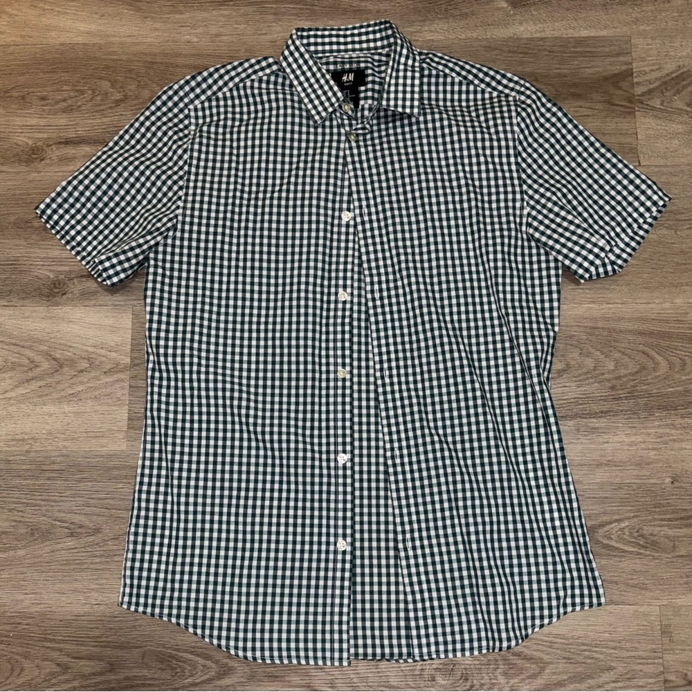 H&M Green and White Plaid Shirt